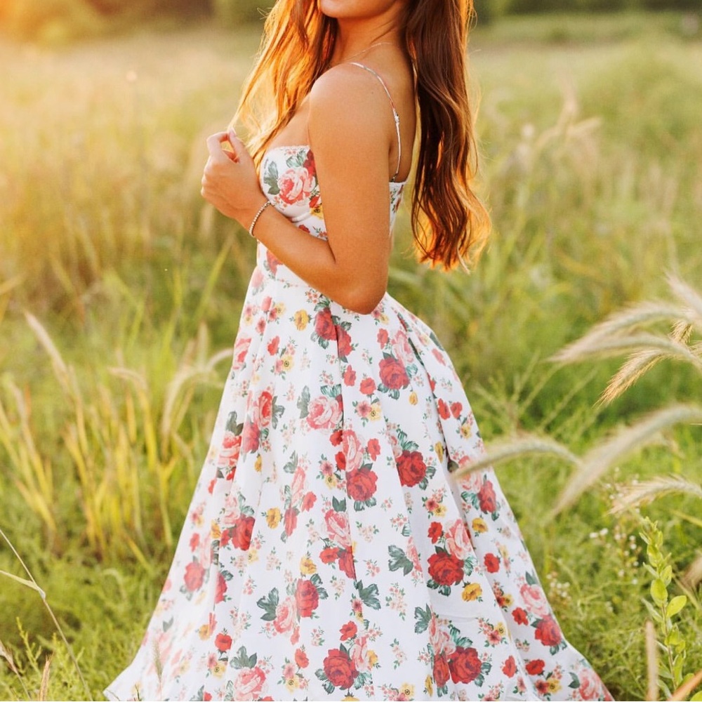 House of CB Red Floral Dress